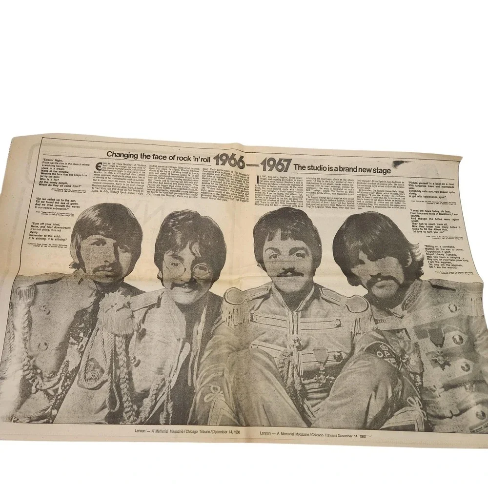 Lennon 1940-1980 A Memorial Magazine Chicago Tribune Dec 14 1980 John Lennon